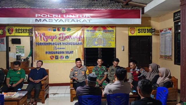 Ngopi Bareng Forkopimcam Wonosalam dan Perguruan Silat, Perkuat Kondusifitas Wilayah