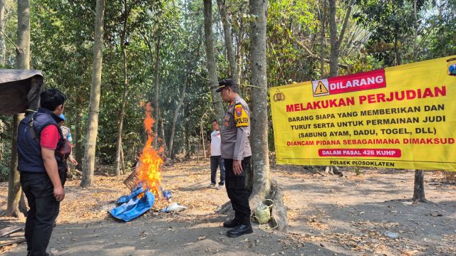 Respon Cepat Aduan Masyarakat, Polres Kediri Bongkar Arena Sabung Ayam di Plosorejo